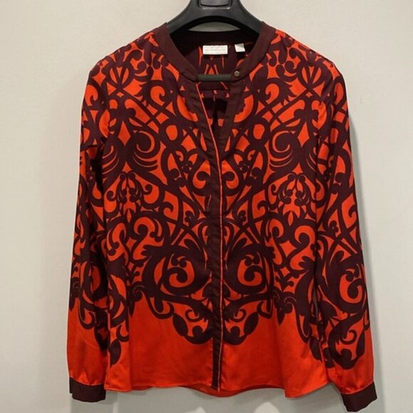 New York & Company Red Button Down Blouse Size Large - Picture 4 of 16